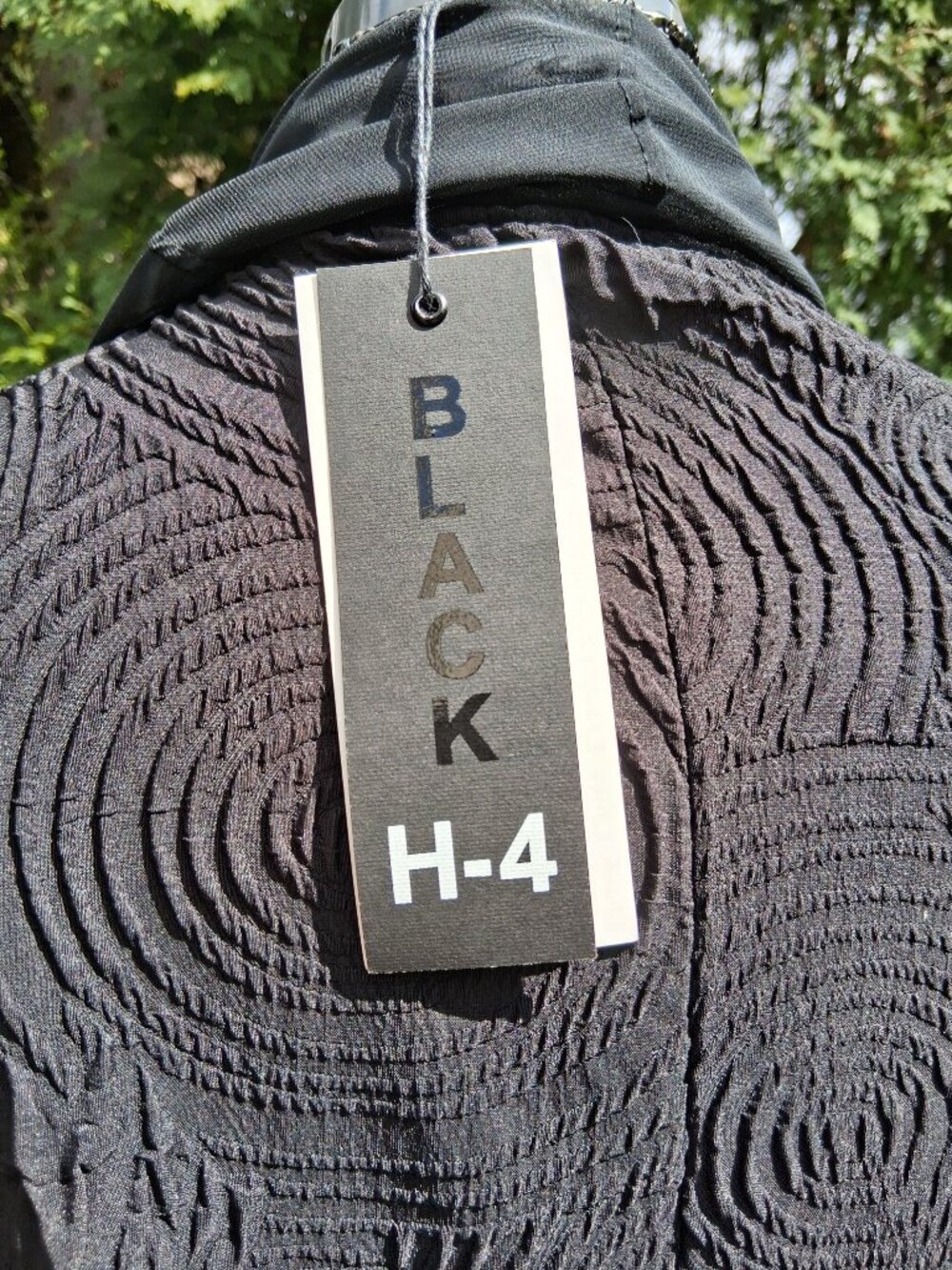 Black Textured Open-front Jacket chiffon trim with draped design Gorgeous XL + - Picture 12 of 14